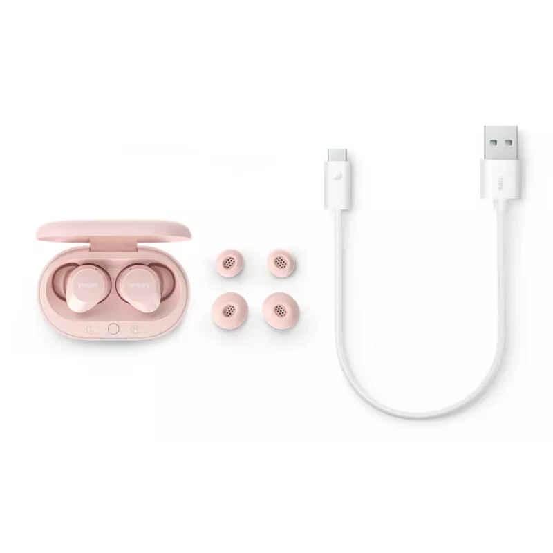 Philips TAT1209PK/00 belaidės ausinės TWS į ausis, skambučiams/muzikai, Bluetooth, rožinės spalvos