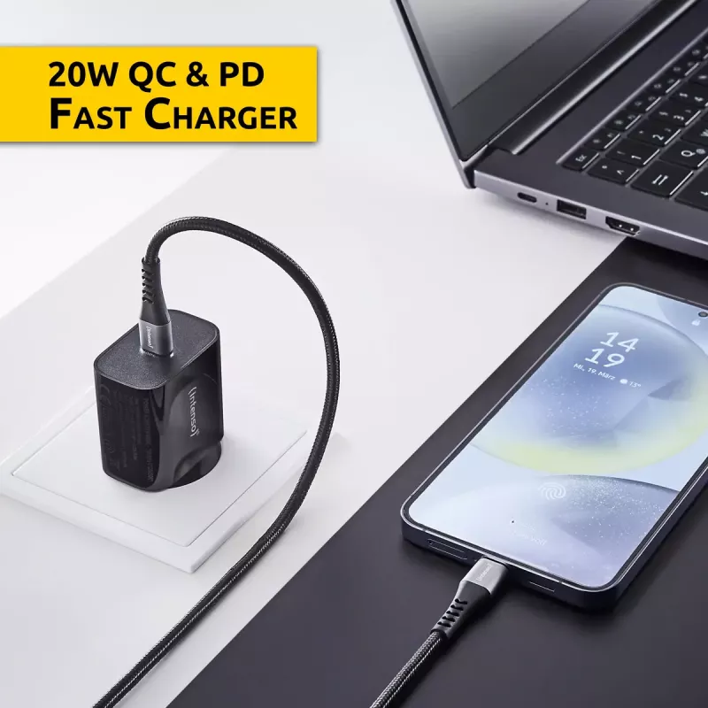 Maitinimo adapteris Intenso W20C 20 W USB-C juodas