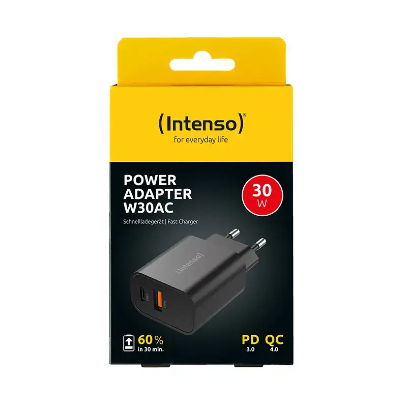 Maitinimo adapteris Intenso W30AC 30 W USB-A USB-C juodas