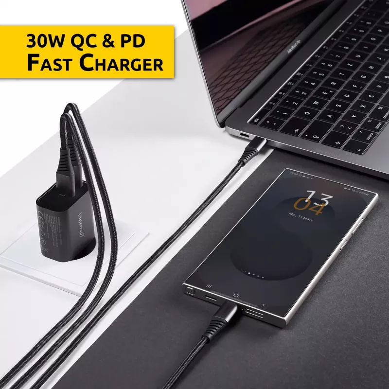 Maitinimo adapteris Intenso W30AC 30 W USB-A USB-C juodas