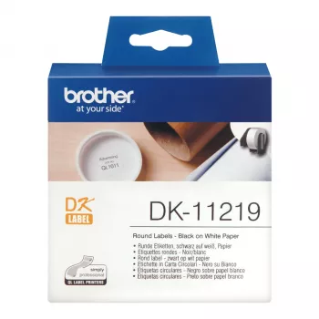 Brother DK-11219 balti apvalūs etikečių ritinėliai