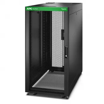 APC Easy Rack ER6422 24U juodas IT stovas su stogu, ratukais, kojelėmis, 4 kronšteinais ir šoninėmis plokštėmis, be dugno, 1198H x 600W x 1200D mm