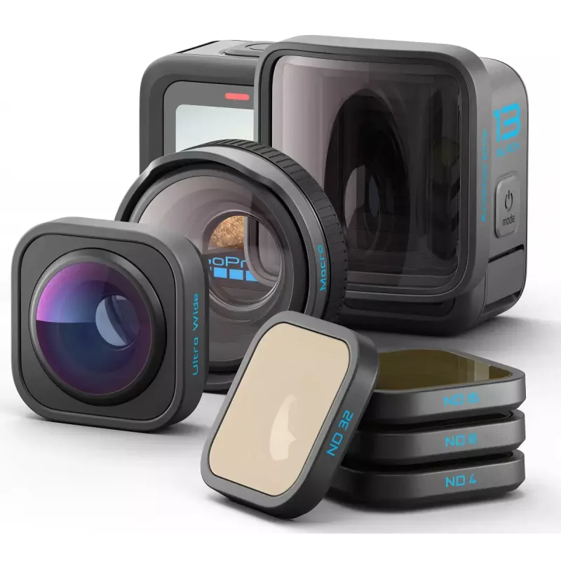 GoPro HERO13 Black objektyvų rinkinys: itin platus, makro, anamorfinis ir ND filtrai