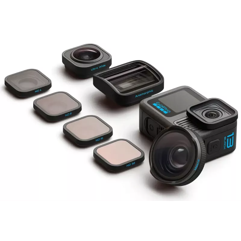 GoPro HERO13 Black objektyvų rinkinys: itin platus, makro, anamorfinis ir ND filtrai
