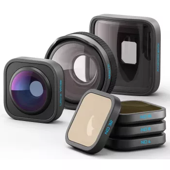 GoPro HERO13 Black objektyvų rinkinys: itin platus, makro, anamorfinis ir ND filtrai