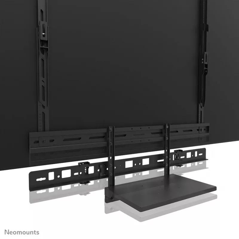 Neomounts AV60-500BL Lentyna vaizdo juostai ir nešiojamam kompiuteriui, 43–110 colių ekranams, VESA iki 600x400, maks. apkrova 8 kg, plotis 900 mm