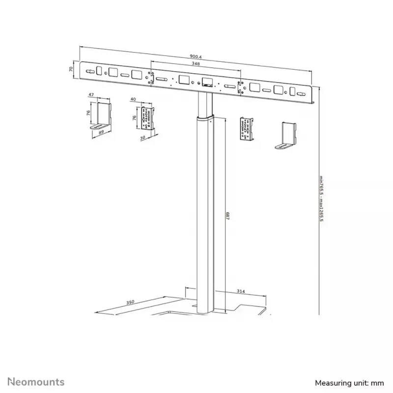 Neomounts AV80-500BL grindinis stovas vaizdo juostoms - VESA - max 10 kg - universalus