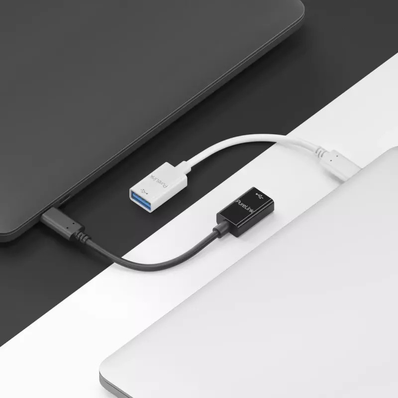 USB kabelis PureLink IS230 0,1 m USB C (vyriškas) į USB A (moteriškas) baltas