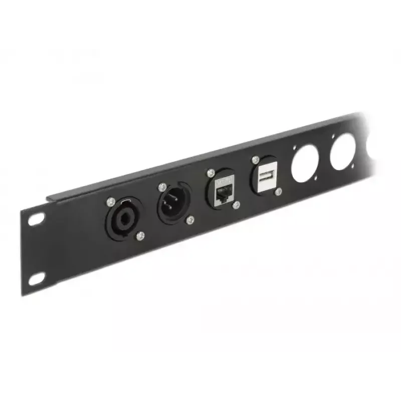 Delock 86790 D tipo modulis, 6,35 mm 3 kontaktų stereo lizdas – litavimo jungtis, montuojamas į skydelį, juodas