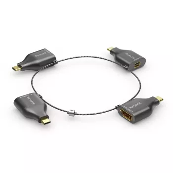 PureLink IQ-AR300 mažas adapterių žiedas, 4x USB-C į VGA/HDMI/miniDP/DP, juodas