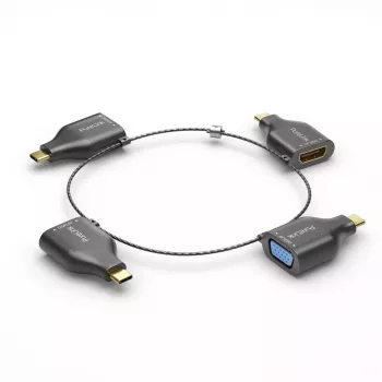 PureLink IQ-AR300 mažas adapterių žiedas, 4x USB-C į VGA/HDMI/miniDP/DP, juodas