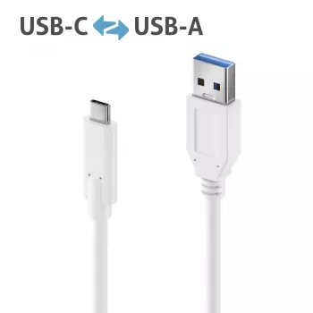 PureLink IS2610-010 iSeries Premium USB-C – USB-A laidas, USB 3.1 Gen 2, 10 Gbps, 3 A, 1 m, baltas