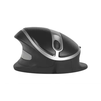BakkerElkhuizen Oyster Wired pelė, ambidekstrinė, vertikalaus dizaino, lazerinė, USB-A, 1200 DPI, juoda, sidabrinė