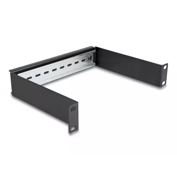 Rack bėgelis DeLOCK 10 colių DIN bėgelio skydas 1U juodas metalinis