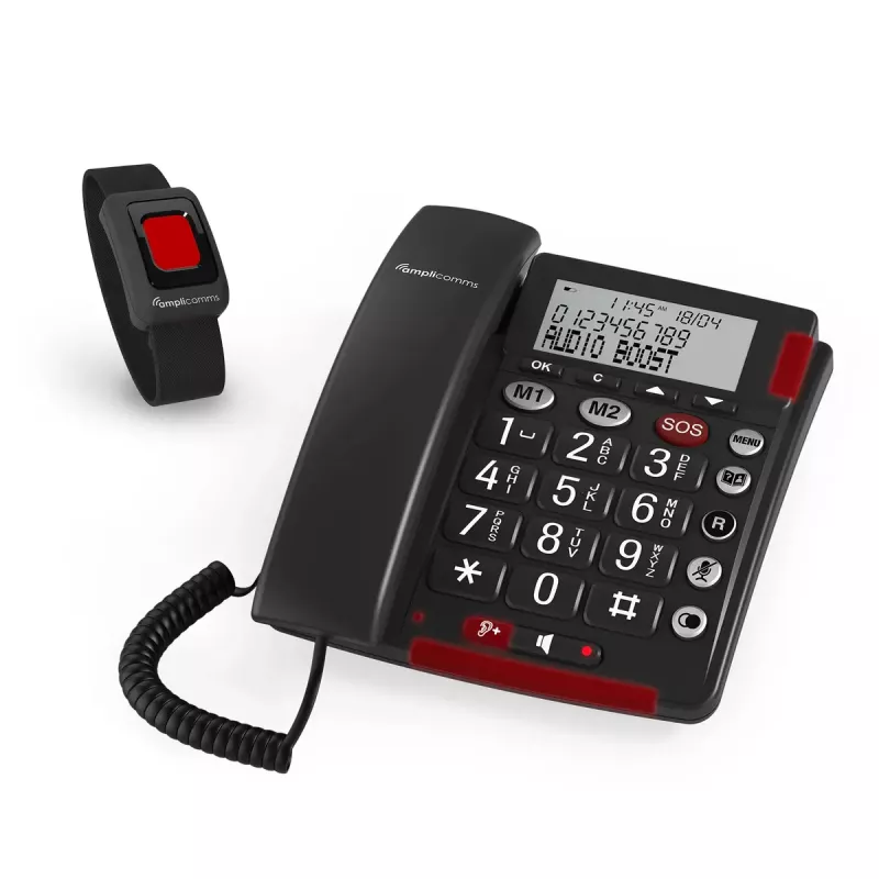 Laidinis analoginis telefonas amplicomms BigTel 50 Alarm Plus Caller ID tamsiai pilkas