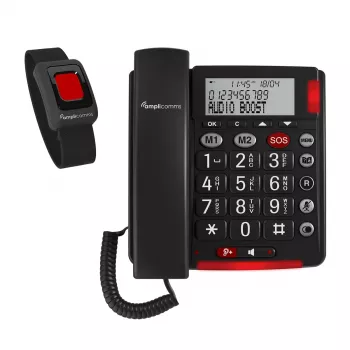 Laidinis analoginis telefonas amplicomms BigTel 50 Alarm Plus Caller ID tamsiai pilkas