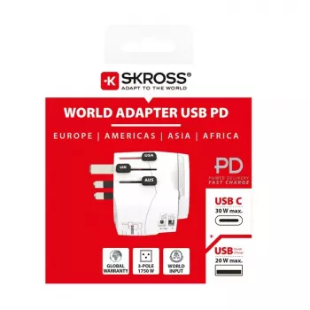 Maitinimo adapteris Skross 61663 Universal White 100-250V 2.4A USB
