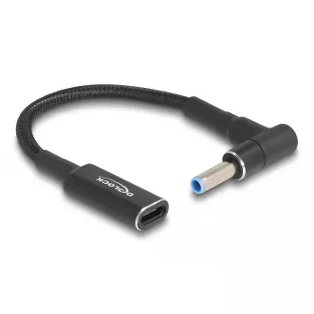 Adapteris DeLOCK USB Type-C lizdas į HP 4,5 x 3,0 mm kištuką 90° kampu 15 cm