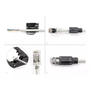 DeLOCK RJ45 modulinis kištukas Cat.6A 25 vnt. komplektas su įtempimo iškrovos ir lankstymo apsauga