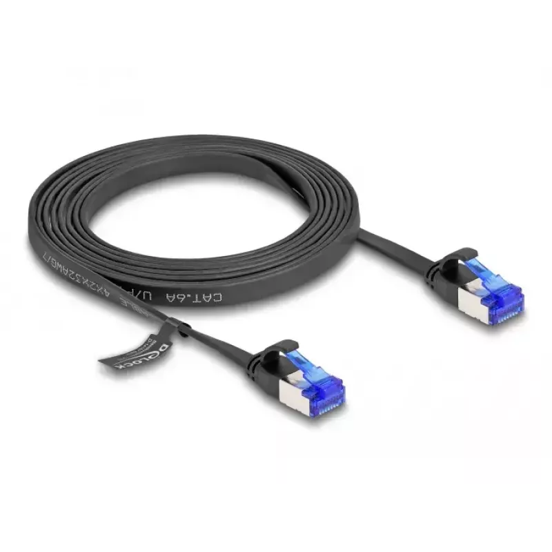 DeLOCK RJ45 Flat Patch Cable Cat.6A 2 m juoda