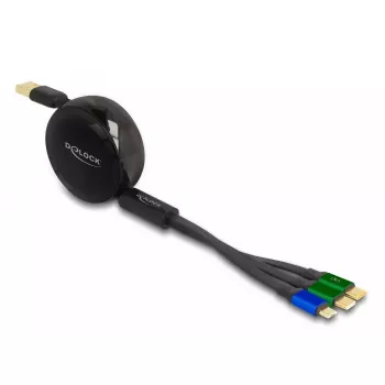 DeLOCK USB 3 in 1 ištraukiamas įkrovimo laidas Micro USB 2 x USB Type-C 1,13 m