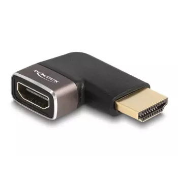 DeLOCK HDMI adapteris kištukas lizdas 90° kairėn 8K 60 Hz pilkas metalinis