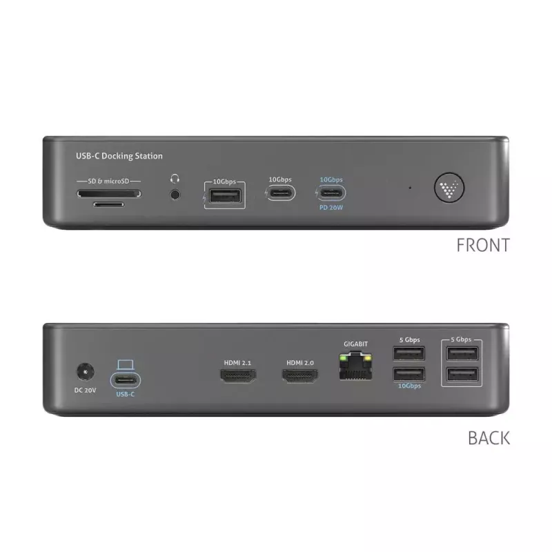 Dokavimo stotelė nešiojamam kompiuteriui PureLink VL-D200 pilka laidinė USB maitinimo tiekimas HDMI 2.0