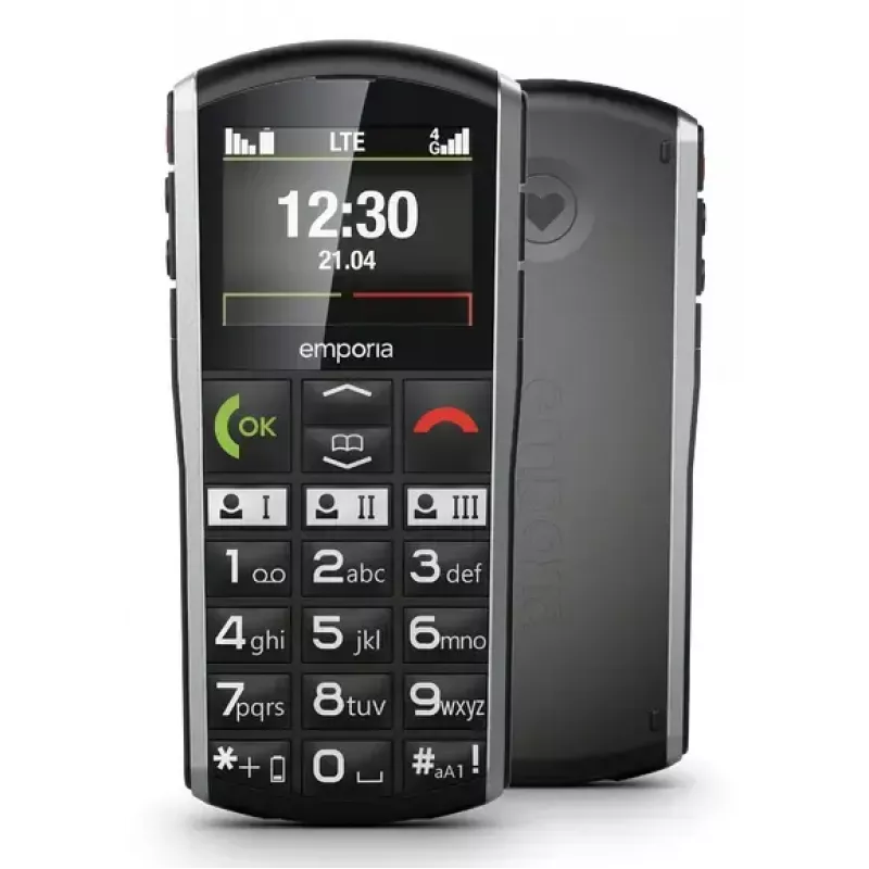Mobilusis telefonas Emporia SIMPLICITY-LTE 5,08 cm (2 coliai) 1200 mAh Juodas, Sidabrinis
