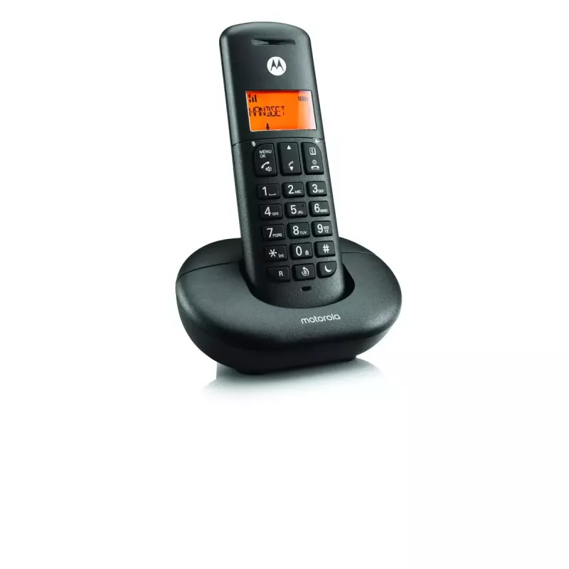 Belaidis DECT telefono ragelis MOTOROLA E201 su laisvų rankų funkcija, iki 50 registracijų