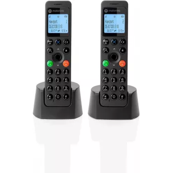 DECT belaidis telefonas Motorola DOT202 Twin su dviem rageliais, juodas