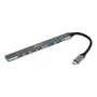 USB-C Hub 7-in-1 BakkerElkhuizen BNECHUB3A4C — 7 prievadai (USB 3.2 Gen1 A, USB 3.2 Gen1 C, USB 2.0), aliumininis korpusas, pilka/juoda
