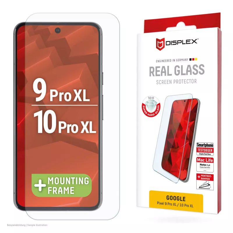 Displex Screen Protector (10H), skirtas Google Pixel 9 Pro XL, Pixel 10 Pro XL, Eco montavimo rėmelis, atsparus įbrėžimams