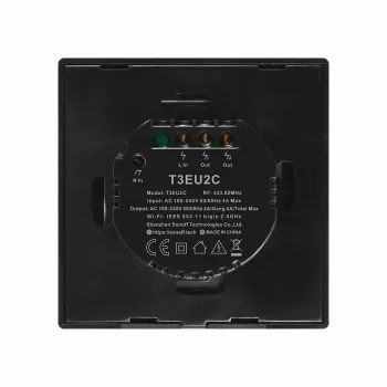 Touch jungiklis Sonoff T3 EU TX WiFi RF 433 2 kanalų – sieninis išmanusis jungiklis, EU jutiklinis skydelis