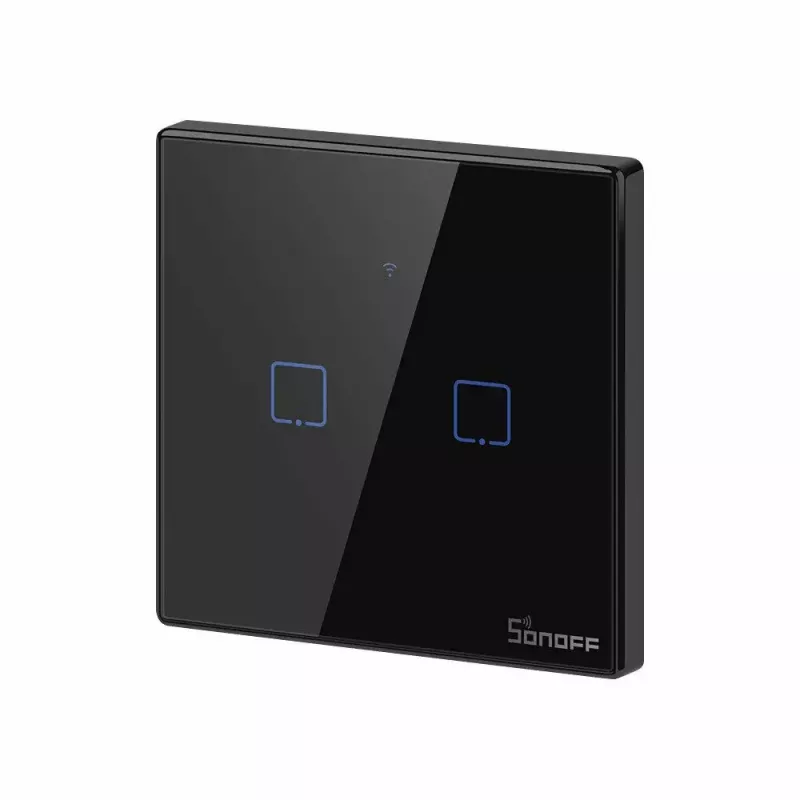 Touch jungiklis Sonoff T3 EU TX WiFi RF 433 2 kanalų – sieninis išmanusis jungiklis, EU jutiklinis skydelis