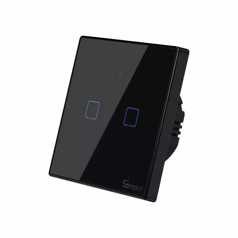 Touch jungiklis Sonoff T3 EU TX WiFi RF 433 2 kanalų – sieninis išmanusis jungiklis, EU jutiklinis skydelis