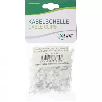Kabelio laikiklis kvadratinis InLine 44020 8mm baltas 100vnt pakuotė