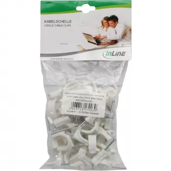 Kabelio spaustukas apvalus InLine 44020B 8 mm baltas 100 vnt.