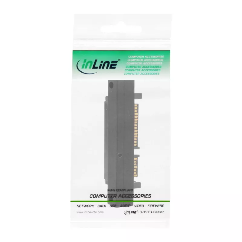 InLine SATA adapteris, M/F, 22 kontaktų (15+7), žemyn lenktas