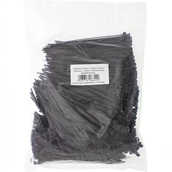 Kabelių raiščiai InLine 140 mm ilgio 3.6 mm pločio nailoniniai juodi, pakuotė 1000 vnt.