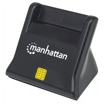 Manhattan USB-A Smart/SIM kortelių skaitytuvas, 480 Mbps (USB 2.0), stalinis vertikalus, trinties tipo, 86 cm laidas, juodas, 3 metų garantija