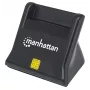 Manhattan USB-A Smart/SIM kortelių skaitytuvas, 480 Mbps (USB 2.0), stalinis vertikalus, trinties tipo, 86 cm laidas, juodas, 3 metų garantija
