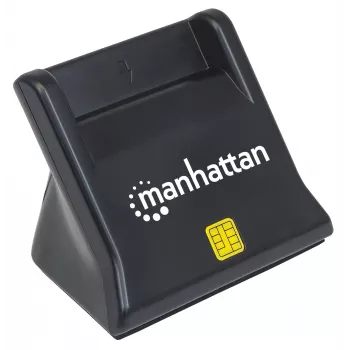 Manhattan USB-A Smart/SIM kortelių skaitytuvas, 480 Mbps (USB 2.0), stalinis vertikalus, trinties tipo, 86 cm laidas, juodas, 3 metų garantija