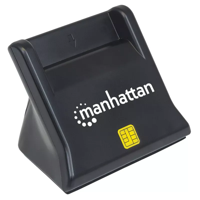 Manhattan USB-A Smart/SIM kortelių skaitytuvas, 480 Mbps (USB 2.0), stalinis vertikalus, trinties tipo, 86 cm laidas, juodas, 3 metų garantija