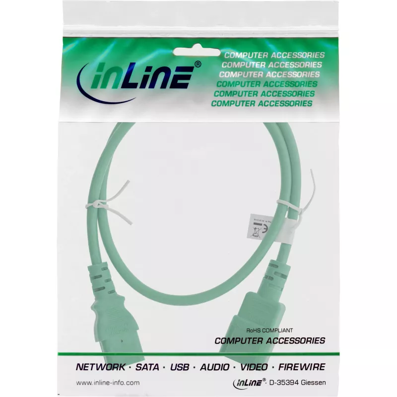 InLine šalto įrenginio ilginimo laidas, C13 / C14, žalias, 1,5 m