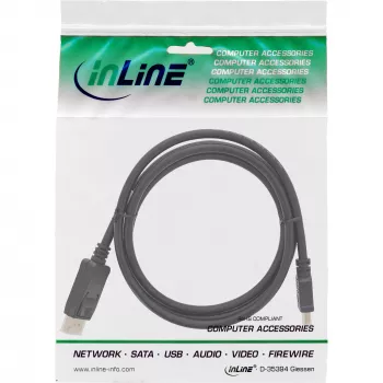 InLine 17184 1,5 m juodas DisplayPort į HDMI keitiklio laidas