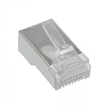 RJ45 kištukas 8P8C ekranuotas apvaliems kabeliams, InLine, 10 vnt., sidabrinis