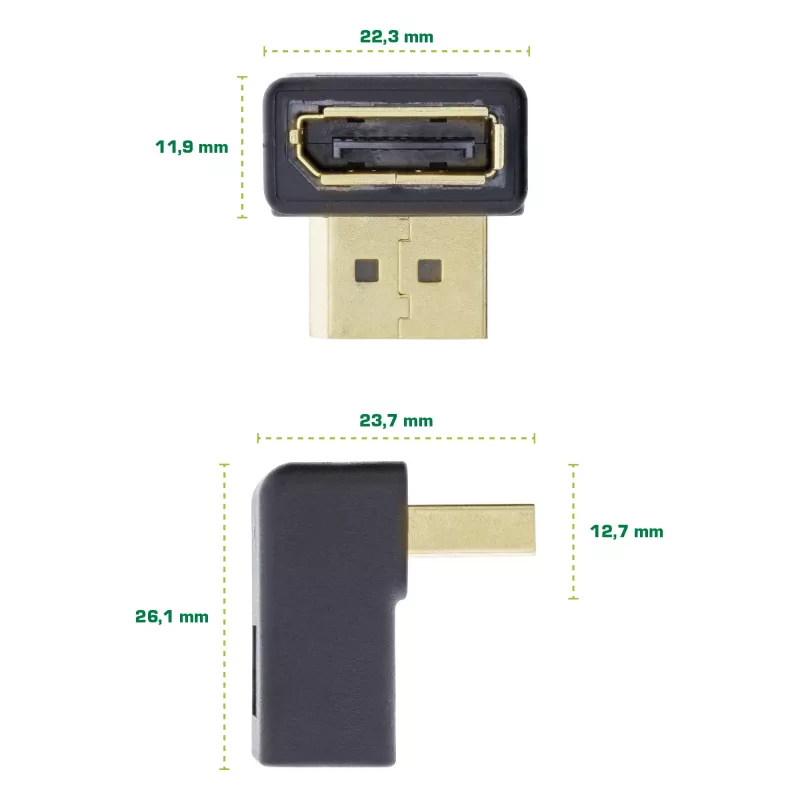 InLine DisplayPort adapteris, DisplayPort kištukas / lizdas, žemyn nukreiptas
