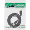 InLine USB 2.0 plokščias ilginimo kabelis, A tipo kištukas / lizdas, auksuoti kontaktai, juodas, 0,5 m