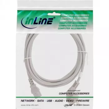 InLine maitinimo laidas, CEE 7/7 kampuotas / 3 kontaktų IEC C13 kištukas, pilkas, 2 m