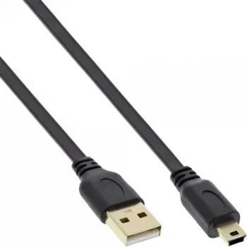 InLine USB 2.0 plokščias laidas USB A tipas (vyriškas) / Mini-B 5 kontaktų (vyriškas) juodas/auksinis 5 m